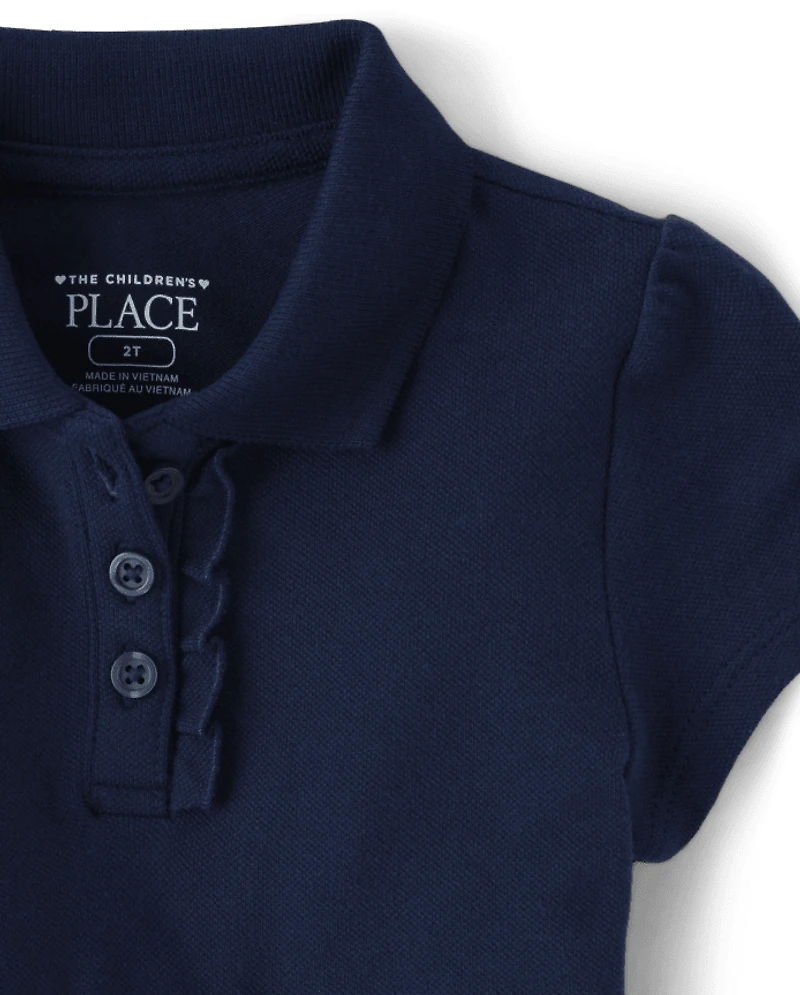 Toddler Girls Uniform Tiered Soft Pique Polo Dress