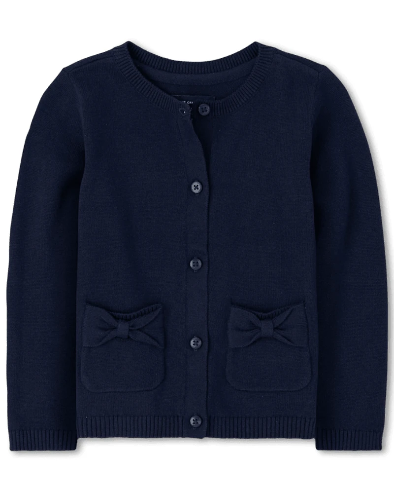 Cardigan à nœud uniforme pour toute-petite fille