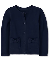Cardigan à nœud uniforme pour toute-petite fille