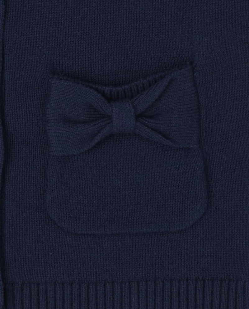 Cardigan à nœud uniforme pour toute-petite fille