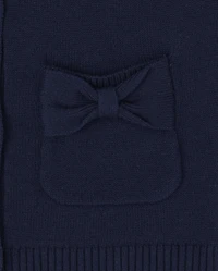 Cardigan à nœud uniforme pour toute-petite fille