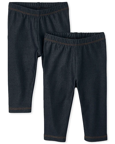 Toddler Girls Faux Denim Capri Leggings 2-Pack