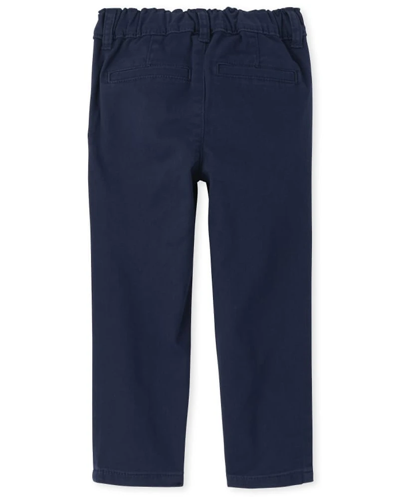 Toddler Girls Uniform Ruffle Stretch Skinny Chino Pants 2-Pack