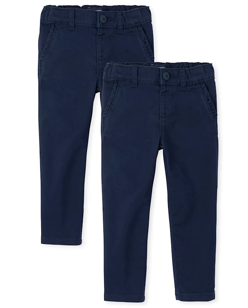 Ensemble de 2 pantalons chino skinny à volants pour toute-petite fille
