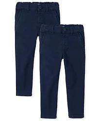 Ensemble de 2 pantalons chino skinny à volants pour toute-petite fille