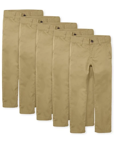 Boys Uniform Skinny Chino Pants 5-Pack