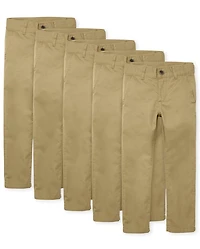 Boys Uniform Skinny Chino Pants 5-Pack