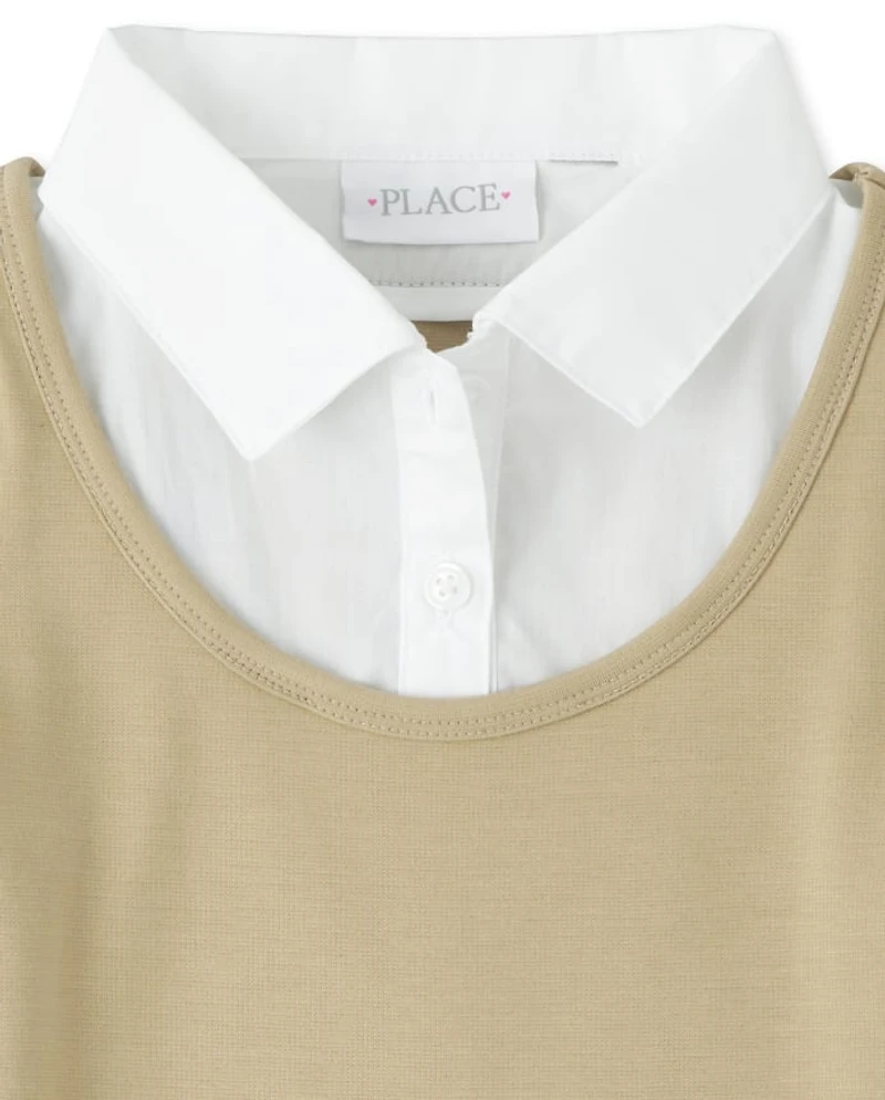 Girls Uniform Ponte Knit 2 1 Dress