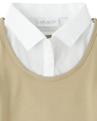 Girls Uniform Ponte Knit 2 1 Dress