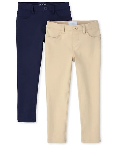 Ensemble de 2 jeggings à enfiler en tricot point Rome pour fille