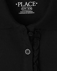 Girls Uniform Ruffle Soft Stretch Pique Polo -Pack
