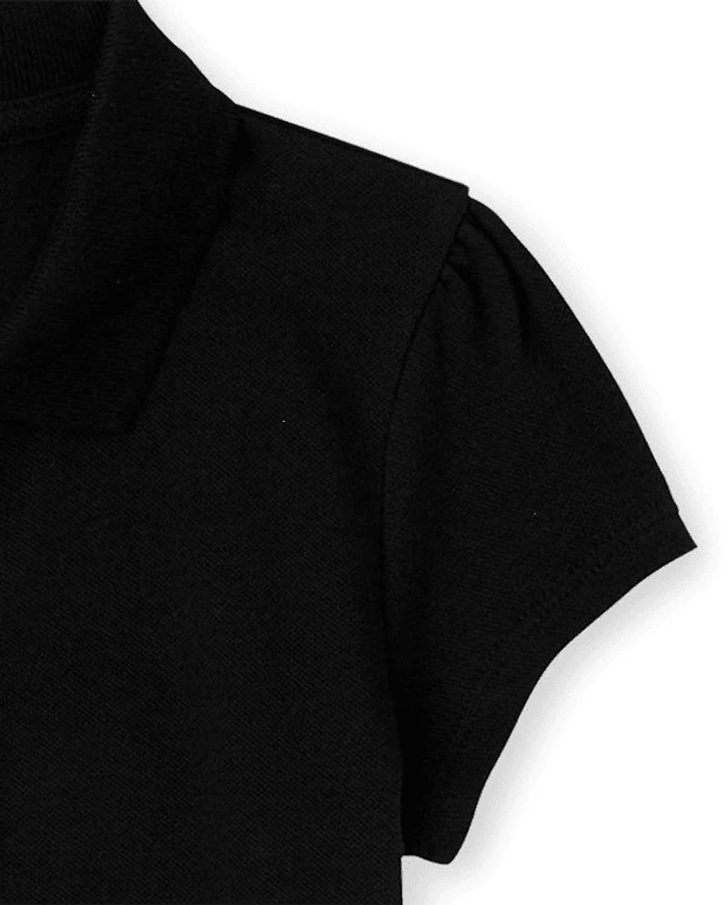 Girls Uniform Ruffle Soft Stretch Pique Polo -Pack