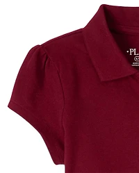 Girls Uniform Ruffle Soft Stretch Pique Polo -Pack