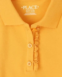 Girls Uniform Ruffle Soft Stretch Pique Polo -Pack