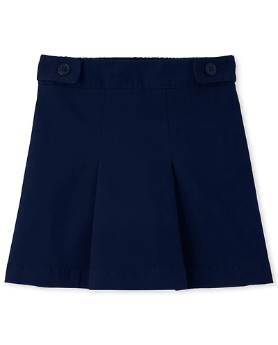 Girls Uniform Wrinkle Resistant Stretch Button Skort