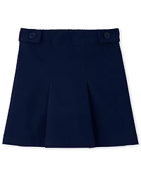 Girls Uniform Wrinkle Resistant Stretch Button Skort