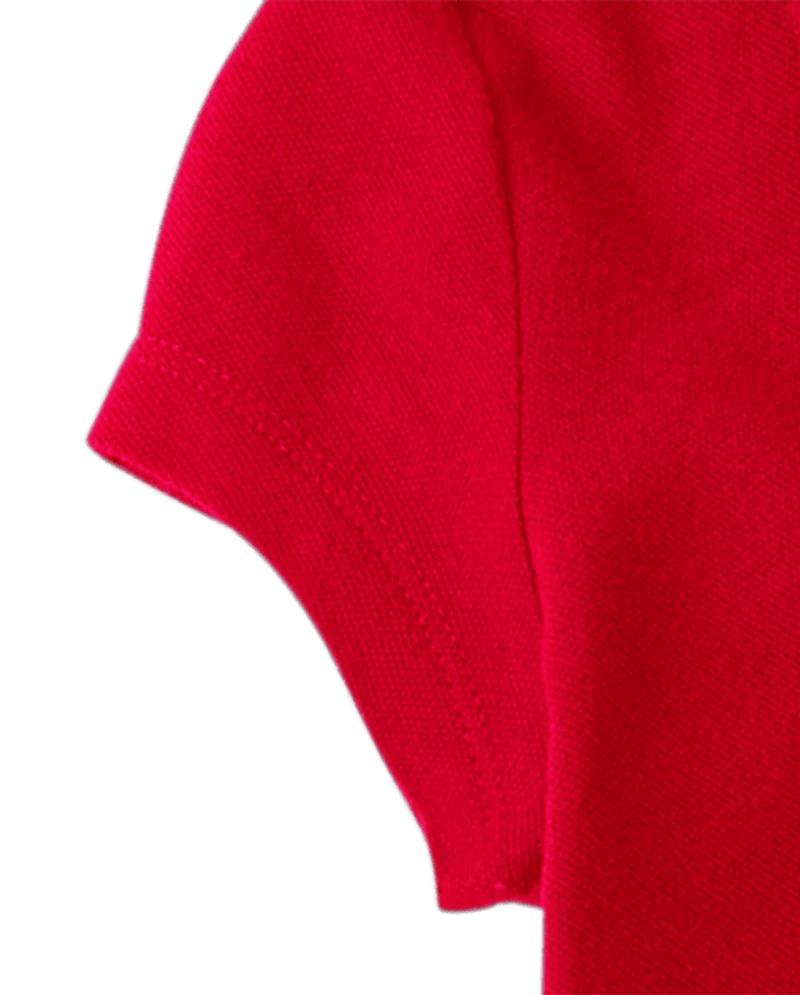 Girls Uniform Ruffle Soft Pique Polo Dress