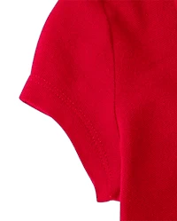 Girls Uniform Ruffle Soft Pique Polo Dress