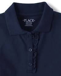 Girls Uniform Ruffle Soft Pique Polo Dress