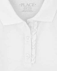 Girls Uniform Ruffle Soft Stretch Pique Polo -Pack