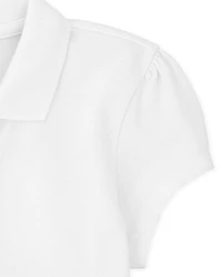 Girls Uniform Ruffle Soft Stretch Pique Polo -Pack