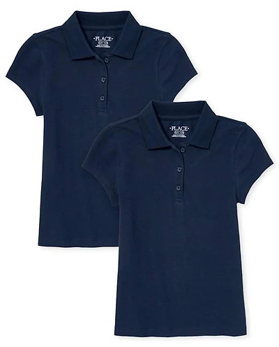 Girls Uniform Stain Resistant Pique Polo 2-Pack