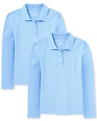 Girls Uniform Soft Stretch Pique Polo 2-Pack