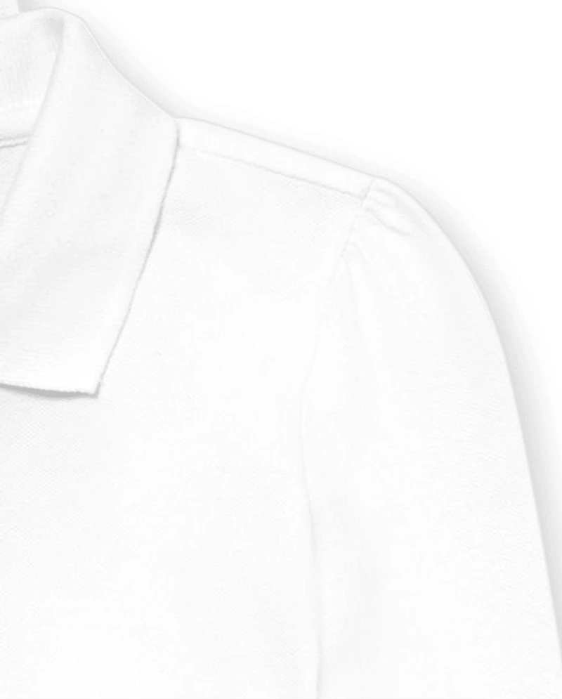 Girls Uniform Ruffle Soft Stretch Pique Polo -Pack