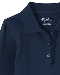 Girls Uniform Ruffle Soft Stretch Pique Polo -Pack