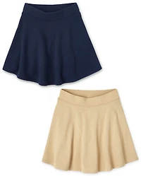 Girls Uniform Ponte Knit Skort 2-Pack