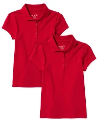 Girls Uniform Soft Stretch Pique Polo -Pack