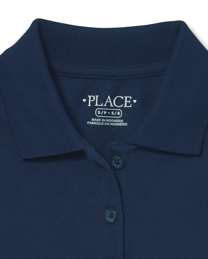 Girls Uniform Soft Stretch Pique Polo 2-Pack