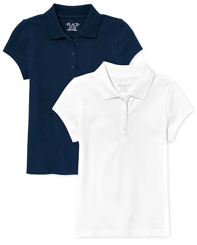 Girls Uniform Soft Stretch Pique Polo 2-Pack