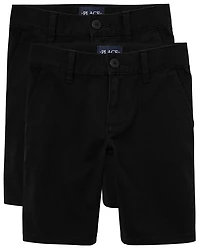 Girls Uniform Stretch Chino Shorts 2-Pack