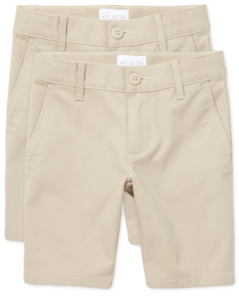 Girls Uniform Stretch Chino Shorts 2-Pack