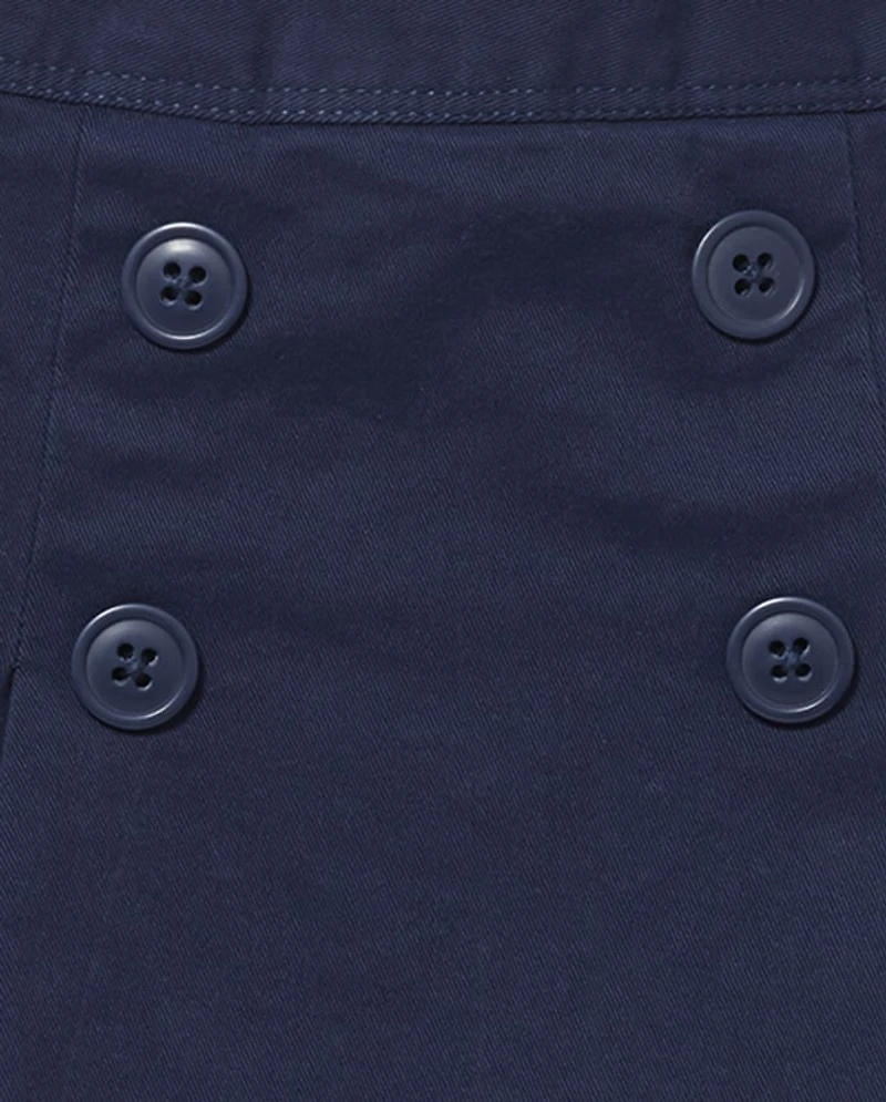 Girls Uniform Stretch Button Skort 2-Pack