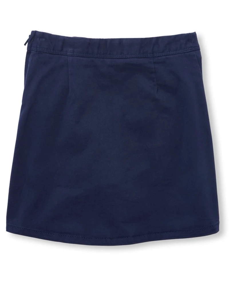 Girls Uniform Stretch Button Skort 2-Pack