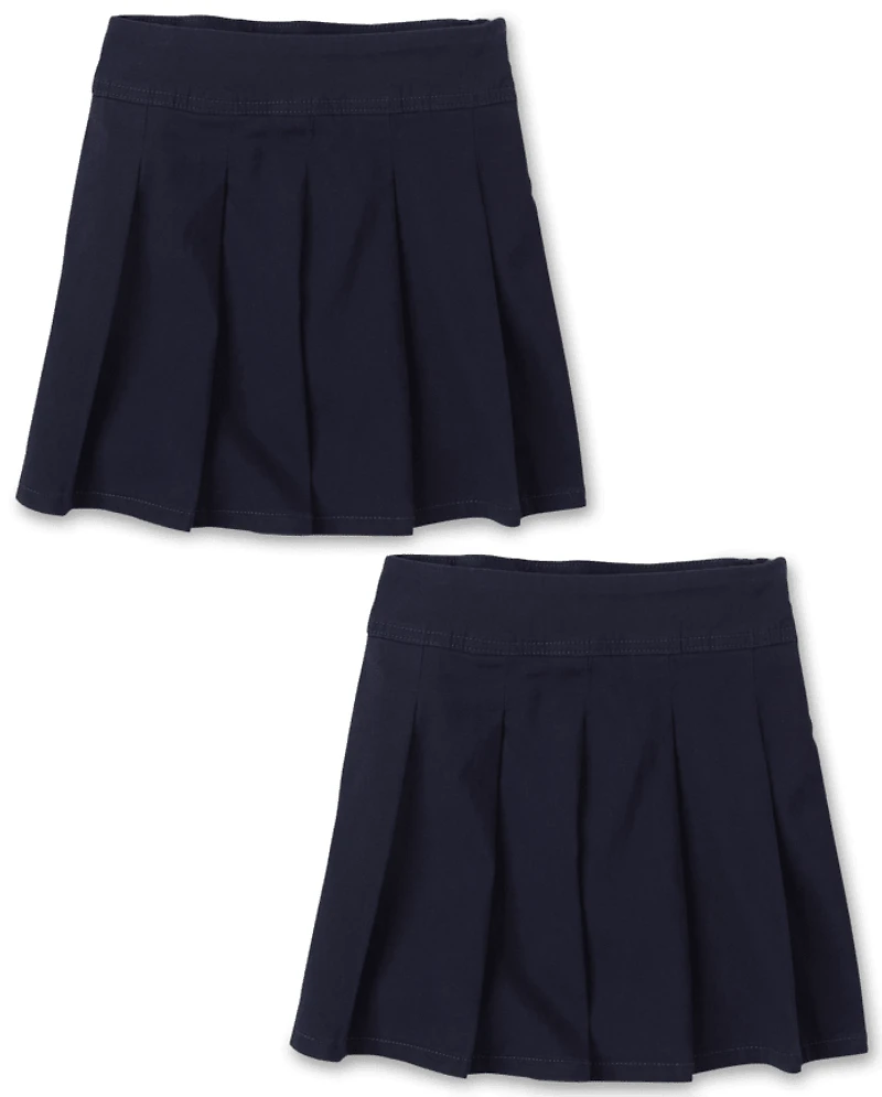 Girls Uniform Stretch Pleated Skort 2-Pack