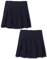 Girls Uniform Stretch Pleated Skort 2-Pack