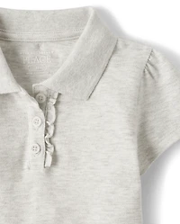 Toddler Girls Uniform Ruffle Soft Stretch Pique Polo