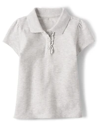Toddler Girls Uniform Ruffle Soft Stretch Pique Polo