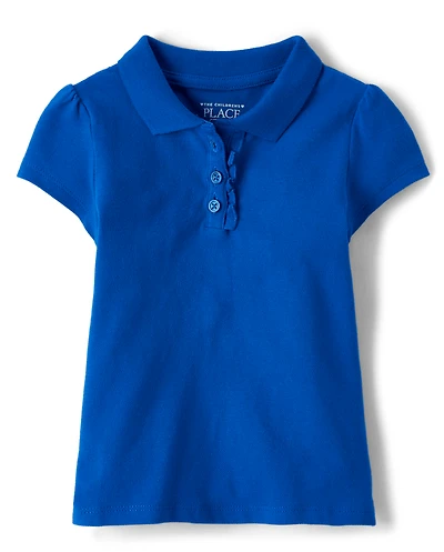 Toddler Girls Uniform Ruffle Soft Stretch Pique Polo