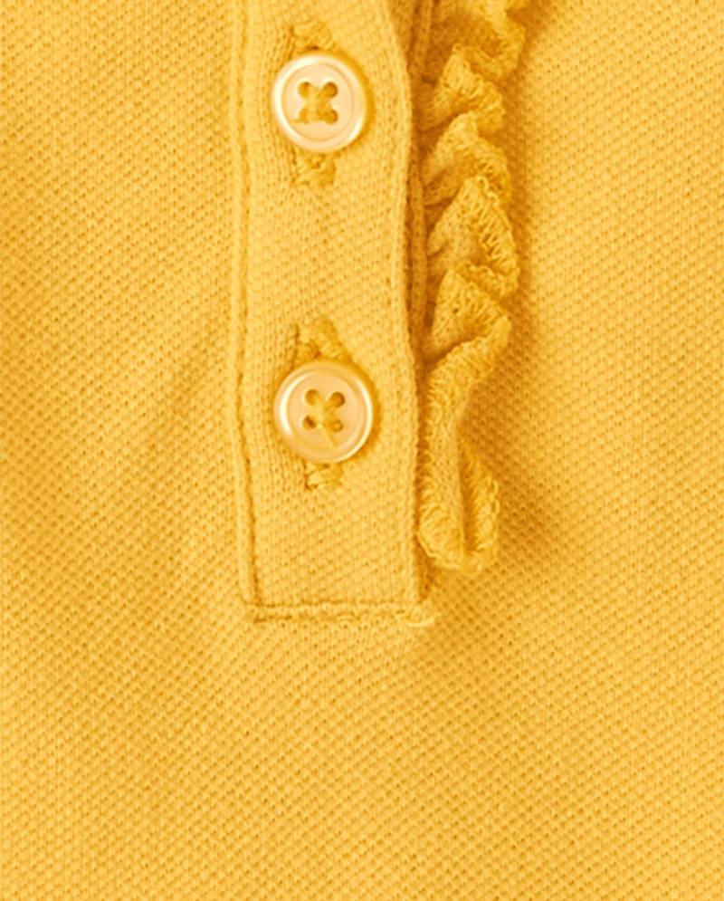 Toddler Girls Uniform Ruffle Soft Stretch Pique Polo