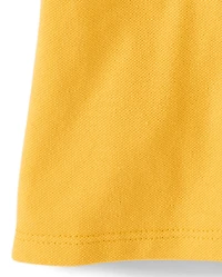 Toddler Girls Uniform Ruffle Soft Stretch Pique Polo