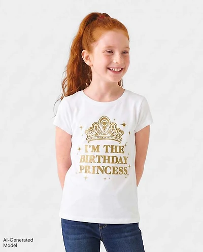 Girls Mommy And Me Foil Birthday Princess Graphic Tee