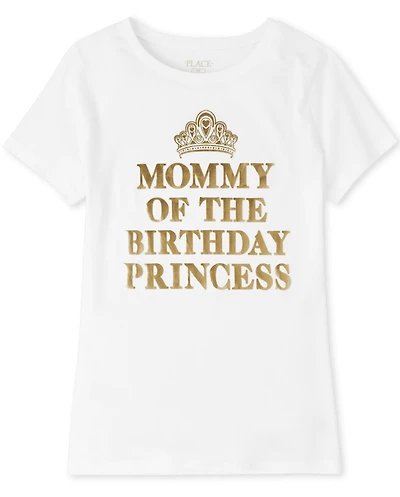 Womens Mommy And Me Foil Birthday Princess Graphic Tee