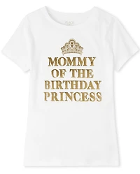 Womens Mommy And Me Foil Birthday Princess Graphic Tee