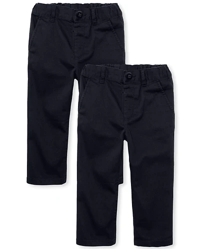 Baby And Toddler Boys Uniform Straight Chino Pants 2-Pack