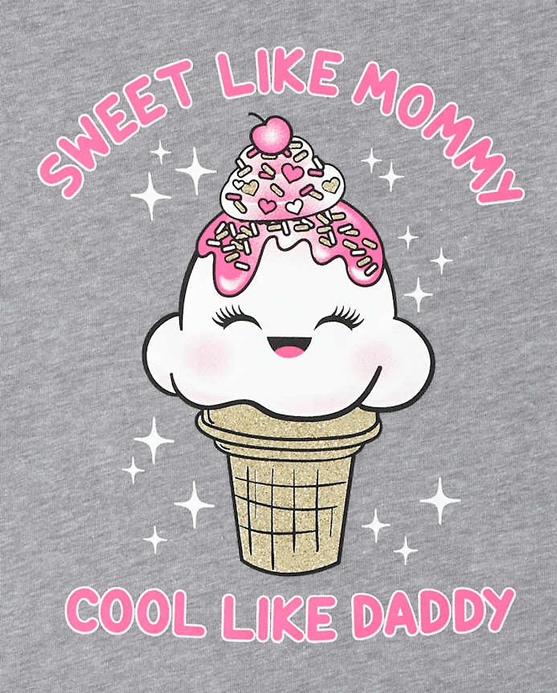 Baby And Toddler Girls Mommy Daddy Ice Cream Graphic Tee