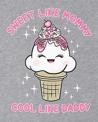 Baby And Toddler Girls Mommy Daddy Ice Cream Graphic Tee